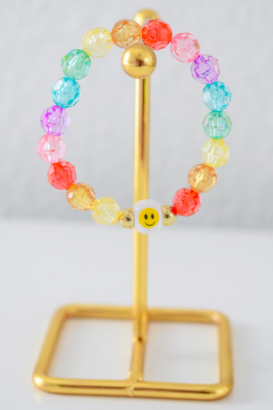 crystal rainbow smiley bracelet - lucky sample sale bracelet #23