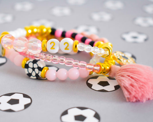 Pastel Pink Soccer Bracelet Stack