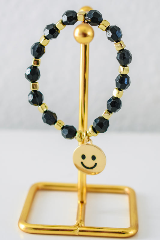 black crystal smiley bracelet - lucky sample sale bracelet #20