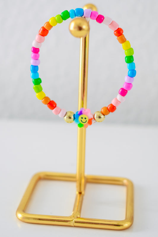 rainbow smiley daisy bracelet - lucky sample sale bracelet #15