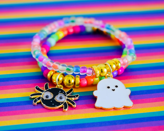 Neon Rainbow Halloween Bracelet Stack